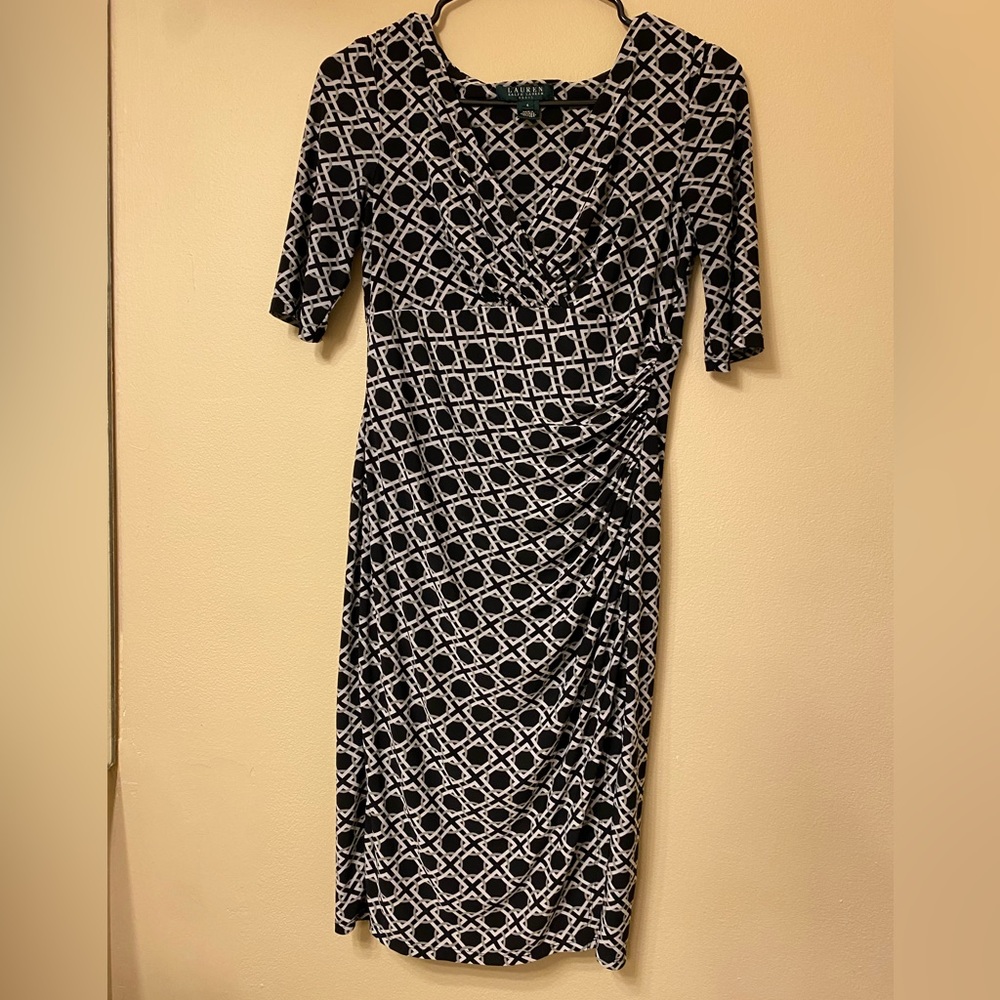 Dress with symmetrical patterns of a very soft material